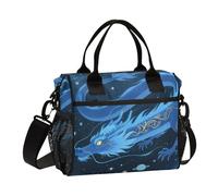 miaozhen Mystic Dragon Space Planet Blu Scuro Lunch Box Borse con Tracolla con Manici Isolato Lunch Sack per Università Loncheras Grandes para Hombres de Trabajo