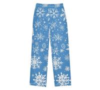 miaozhen Natale Blu Fiocchi di Neve Pajama Pantaloni per Bambini Elastico Vita Ragazzi Pj Pantaloni pigiama para ninos 10 anos 9-10Y