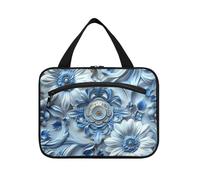 miaozhen Neo-realismo fiore zaffiro appeso borse organizer da viaggio con gancio, designer carino per i viaggiatori maletín para maquillaje L, Zaffiro fiore neo-realismo, moderno