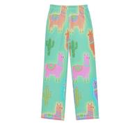 miaozhen Neon Alpaca Colorato Verde Ragazzi Pajama Pantaloni Leggero Bambini Ragazzo Pj Pantaloni pantalones de pijama para ninas 13-14Y