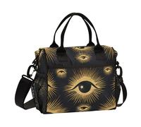 miaozhen Nero e Oro Occhi Misteriosi Borse Pranzo per Lavoro con Tracolla Impermeabile Maschio Lunch Box per asilo loncheras para Mujer Bonitas