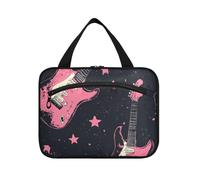 miaozhen Nero Peach Chitarra Romantico San Valentino appeso trucco borsa con scomparti con gancio, designer chic per le donne viaggio bolso de para mujer L, Nero pesca chitarra romantica San Valentino