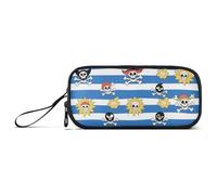 miaozhen Nylon Grande Astuccio Con Cerniera Blu Bianco A Righe Costiere Pirata Scheletro Grande Capacità Matite Astucci Cancelleria Organizzatore per Scuola Media Donne estuche para