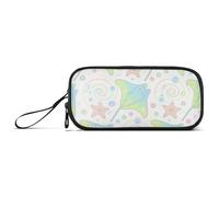 miaozhen Nylon Grande Cerniera Matita Bag Childish Animal Manta Ray Verde Grande Capacità Matita Caso di Stoccaggio Scuola Cancelleria per la Scuola Adolescenti estuche para