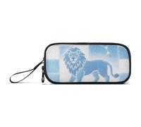 miaozhen Nylon Grande Cerniera Matita Bag Leo Blu Bianco Checker Grande Capacità Grande Cerniera Astuccio Cancelleria Borsa per la Donna Collegio estuche para