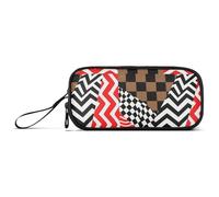 miaozhen Nylon Grande Matita Bag Irregolare Geometrico Patttern Checker Grande Capacità Penna Matita Caso di Cancelleria per il College Donne estuche para