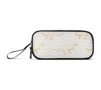 miaozhen Nylon Grande Matita Sacchetto Per Le Ragazze Animale Dinosauro Beige Fluorescenza Giallo Grande Capacità Grande Astuccio Con Cerniera Cancelleria per Ufficio Teen Boys estuche para