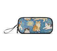 miaozhen Nylon Grande Sacchetto di Matita Blu Gatto Pittura di Arte Grande Capacità College Matita Cassa di Cancelleria Organizzatore per Ufficio Adulti est