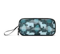 miaozhen Nylon Grandi Borse di Matita Animale della Giungla Teal Verde Grande Capacità Penna Matita Caso Cancelleria per la Scuola Media Bambini estuche para