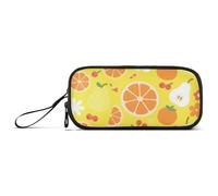 miaozhen Nylon Matita Bag Berry Arancione Pera Fiore Texture Giallo Grande Capacità Cerniera Astuccio Cancelleria Sacchetto per Scuola Media Teen estuche para