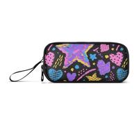 miaozhen Nylon Matita Sacchetto Per Teen Cool Viola A Forma di Cuore Stelle Colore Scuro Alta Capacità Grande Matita Caso Cancelleria per Scuola Media Ragazzi estuche para