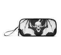 miaozhen Nylon Ragazzi Matita Bag Misterioso Evil Skull Fulmine Nero e Bianco Grande Capacità Matita Caso Cancelleria Bag per Ufficio Ragazzi estuche para