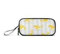 miaozhen Nylon Ragazzi Matita Bag Ocean Animal Balena Striscia Giallo Alta Capacità Grande Matita Astuccio Cancelleria Organizzatore per Liceo Donna estuche para