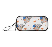 miaozhen Nylon Ragazzi Matita Sacchetto Ippopotamo Divertente Animale Volare Cuore Bianco Arancione Alta Capacità Grande Astuccio Cancelleria per Preppy Scuola Insegnante estuche para