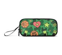 miaozhen Nylon Zip Matita Bag Animal Spot Leopard Verde Palla Modello Grande Capacità Grande Capacità Astuccio Cancelleria per Scuola Media Uomo estuche para