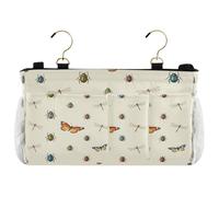 miaozhen Organizer multifunzione per letto con tasche, organizer da appendere per comodino e letto a castello, vibrante insetto, farfalla, scarabeo, libellula, accessorio, para cama