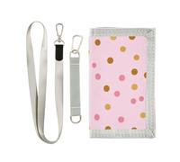 miaozhen Oro Polka Dot San Valentino trifold borsa regali per giovani minimalista robusto portafoglio clip di denaro con cordino carteras para hombre, San Valentino a pois oro, 1 size