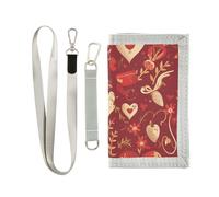 miaozhen Oro rosso San Valentino Romantico amore trifold sottile portafoglio regali per giovani nylon robusto portafoglio clip soldi per gli uomini con cordino carteras para hombre, Oro rosso San