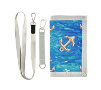 miaozhen Oro Vintage Boat Ocean trifold billfold per le donne Trendy robusto portafoglio da viaggio per gli uomini con cordino carteras para hombres, Barca d'epoca Gold Ocean, 1 size