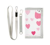 miaozhen Orso San Valentino Peach trifold fold portafogli per gli uomini regali per giovani semplice casual mens trifold portafoglio con cordino cartera para hombre, Orso San Valentino pesca, 1 size