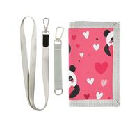 miaozhen Panda Hotpink San Valentino trifold portafogli tasca per carte di credito Trendy robusto portafoglio per gli uomini con cordino billetera tarjetero para hombre, panda HotPink San Valentino, 1