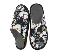 miaozhen Pantofola Per Le Donne Gatti Comici Nero Bianco Pantofole Per Le Donne Indoor Womens Slipper Memory Foam Casa Pantofole Camera Pantofole 5.5
