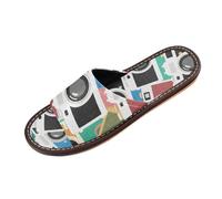 miaozhen Pantofole a colori con macchina fotografica a cartoni animati per donne e uomini, per interni ed esterni, lavabili, leggere, personalizzabili, per piscina, hotel, viaggi, pantuflas para ni?as