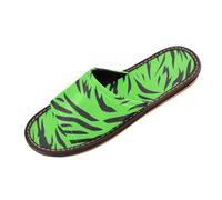 miaozhen Pantofole da bagno da donna con texture in pelliccia di tigri verdi fluorescenti, riutilizzabili, accoglienti, personalizzate, sandali da piscina per viaggi in aereo, hotel sandalias de playa