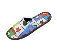 miaozhen Pantofole da doccia colorate a scacchi con stelle infantili per interni ed esterni, portatili, leggere, personalizzabili, scarpe da casa aperte per viaggi, hotel, feste, ospiti chanclas para