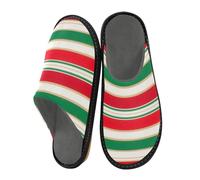 miaozhen Pantofole da donna a righe rosse e verdi in oro pantofole da interno per le donne pantofole da donna in memory foam morbide pantofole da casa per le donne pantofole da camera 6.5