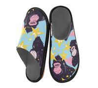 miaozhen Pantofole da donna anni '80 blu Gorilla Stars pantofole da interno in memory foam pantofole pantofole da casa pantofole da letto, Stelle Gorilla Blu anni '80, 10.5/11 UK