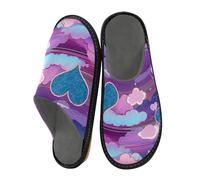 miaozhen Pantofole da donna Cuori Nuvole Vapore Onda Stile Blu Viola Donna Pantofole da interno Memory Foam Scarpe da casa Pantofole da donna Pantofole comode da donna 6.5