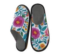 miaozhen Pantofole da donna in stile cinese ricamato margherita fiore stampa pantofole da interno pantofole in memory foam pantofole da casa per donna comode pantofole da donna, Stile cinese ricamato