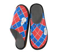miaozhen Pantofole da donna Merry Christmas Red and Blue a scacchi pantofole morbide per le donne pantofole pelose in memory foam per interni scarpe da casa per le donne comode pantofole da donna 9