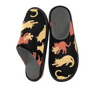 miaozhen Pantofole da donna rosa giallo gatto che gioca nero da donna pantofole da interno pantofole da donna in memory foam pantofole da casa da donna accoglienti pantofole da donna, Rosa Giallo