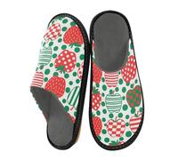 miaozhen Pantofole da donna rosse e verdi a pois mele da donna pantofole da interno in memory foam pantofole calde per la casa pantofole per le donne pantofole da camera, Mele a pois rosse e verdi