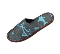 miaozhen Pantofole da spa con motivo a onde di squalo animale, per interni ed estivi, morbide, su misura, per piscina, hotel, viaggi, pantuflas para ni?as, Motivo a onde di squalo animale blu, 37/37.5