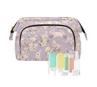 miaozhen Pasqua Viola Coniglio Appeso Sacchetto Cosmetico Della Chiusura Lampo Cambiare Borsa per la Carta Chiave Pouch Organizzatori maquillaje para
