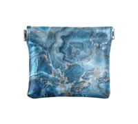 miaozhen Pietra di marmo blu delle donne piccola borsa della moneta di cuoio Fancy Pocket Purse Makeup Bag per gli uomini donne viaggio pequena para, marmo pietra blu, 1 size
