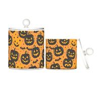 miaozhen Plushies Jack O Lanterns - Barattolo classico in plastica trasparente con coperchio, accessori per il bagno, decorativo, per tamponi di cotone, tamponi di cotone, filo interdentale