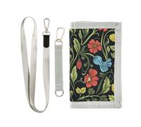 miaozhen Portafogli Uomo Trifold Fiore Selvaggio Rosso Giallo Nero