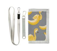 miaozhen Portafoglio a tre ante per carte Childish Emu Banane Giallo e Grigio