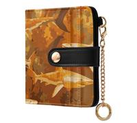 miaozhen Portafoglio da donna bifold comodo squalo topazio arancione e marrone PU portafoglio in pelle per le donne