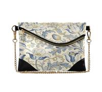 miaozhen Portafoglio da donna in pelle da polso pochette alla moda portachiavi portafoglio per viaggio giallo e blu tulipani William Morris bolsa elegante para mujer