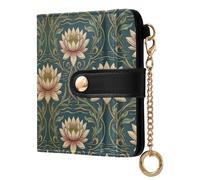 miaozhen Portafoglio pieghevole da donna con scomparti per carte di credito Fancy William Morris Bangladesh modello ninfea PU portafoglio pieghevole per le donne
