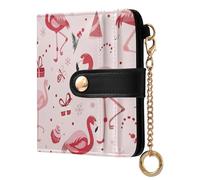miaozhen Portafoglio pieghevole da donna con scomparti per carte di credito impermeabile rosa chiaro fenicottero Natale portafoglio in pelle PU con scomparti per carte di credito per le donne