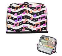 miaozhen Portapenne Grande Capacità Penna Bag Ampia Apertura Organizer Box per Le Donne Scuola Media Viola Rosa Nota Colorata Nero Bianco Onda estuche para colores