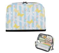 miaozhen Portapenne Grande Capacità Portapenne Organizer Slot Scrivania Organizer per Adulti Cosmetici Bambini Giallo e Blu Farfalla Bow estuche para lapices de nino