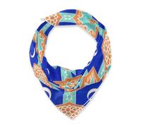 miaozhen Quadrato di seta Sciarpa calda scialle per indiano per Natale 35 '' Egitto Paisley Fiore Luna Blu Etnico bufanda para mujer elegante