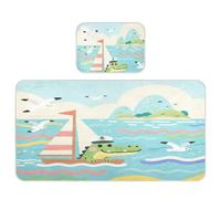 miaozhen raffreddamento bambino montato materasso 28 "x 52" lavabile Cartoon Cute Crocodile Blue pad per letti per neonati e bambini
